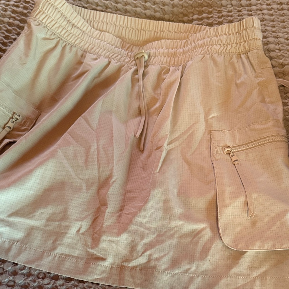 Skort- Tan Drawstring Cargo Skort